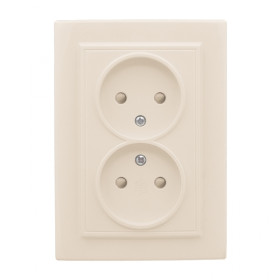 EKF Basic Минск Бежевый Розетка 2-ая, б/з, со шторками, 10А, СП.