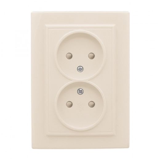 Розетка 2-мест. СП б/з 10А бежевый с защ. штор. Минск EKF