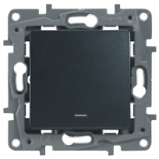 Выключатель одноклавишный с подсветкой/индикацией - Legrand Etika - 10А 250В безвинтовые зажимы - антрацит