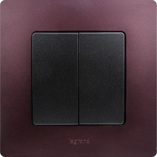 Выключатель двухклавишный - Legrand Etika - 10А 250В безвинтовые зажимы - антрацит
