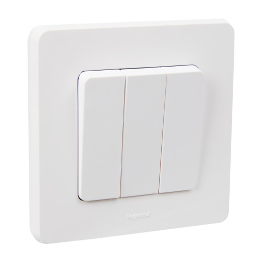 Выключатель трёхклавишный - Legrand/Daccord Inspiria - 10АХ 250В винтовые зажимы - белый