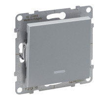 Legrand/Daccord SUNO Алюминий Переключатель 10АХ 250В с подсветкой. Безвинтовые зажимы.