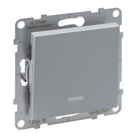 Legrand/Daccord SUNO Алюминий Переключатель 10АХ 250В с подсветкой. Безвинтовые зажимы.