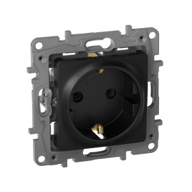 Legrand Etika Антрацит Розетка с/з, винт. клеммы, 16А, 250 В.