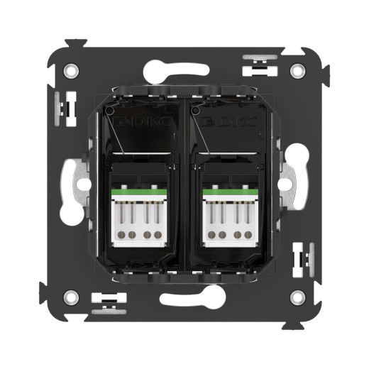 Компьютерная розетка RJ-45 в стену, кат.6А двойная, Avanti, черный квадрат