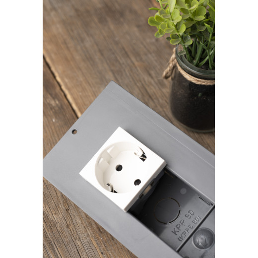 Розетка 45x45 с заземлением, с защ. шторками, 90 градусов, белая EKF