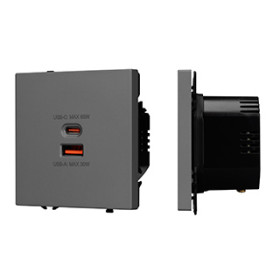 Arlight Механизм розетки с быстрой USB зарядкой SCT-NOBE-MUAC-SFPL-FC-GR (65W, QC3) (-)