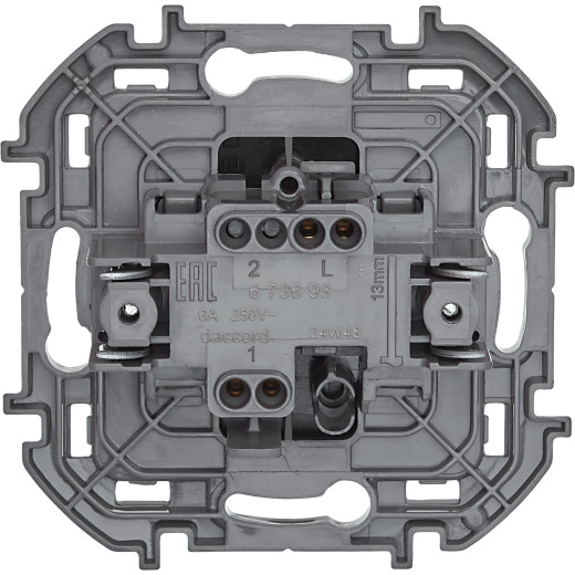 Выключатель кнопочный одноклавишный - Legrand/Daccord Inspiria - с нормально-открытым контактом 6А 250В безвинтовые зажимы - антрацит