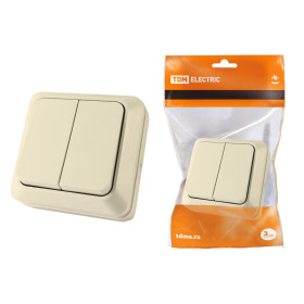 TDM Выключатель 2-кл. открытой установки IP20 10А, сл. кость 