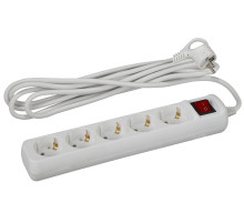 ЭРА Удлинитель электрический  U-5es-3m-3x1 с заземлением с выключателем 5 розеток 3м ПВС 3x1мм2 16А