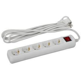 ЭРА Удлинитель электрический  U-5es-3m-3x1 с заземлением с выключателем 5 розеток 3м ПВС 3x1мм2 16А