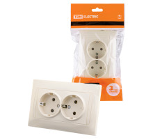 TDM Розетка двойная 2П+З 16А 250В сл. кость 