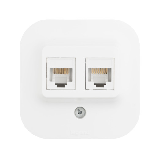Розетка компьютерная двойная RJ45 категория 5e UTP - Legrand Quteo - IP20 накладной монтаж - белый