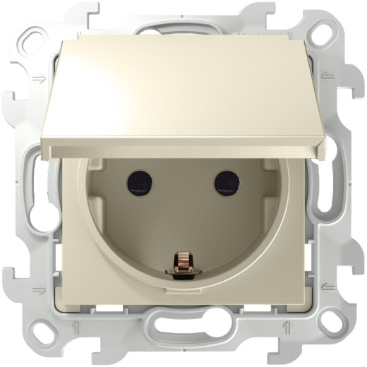 Розетка 2К+3 Sсhuko IP44 c крышкой и защитными шторками, сл.кость