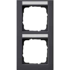 Gira E2 Антрацит Рамка 2-ая вертикальная с полем для надписи
