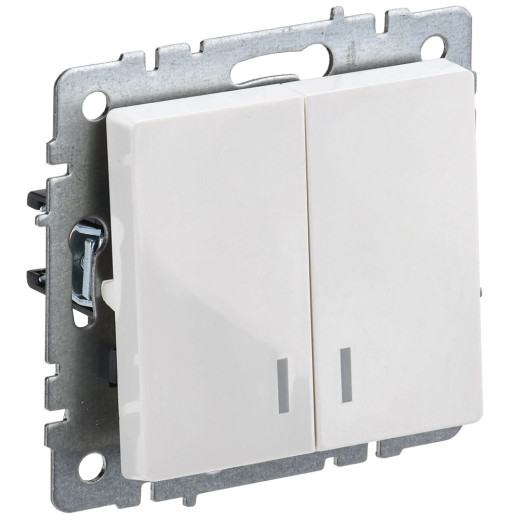 BRITE Выключ. 2-кл. с инд. 10А ВС10-2-1-БрБ бел. IEK