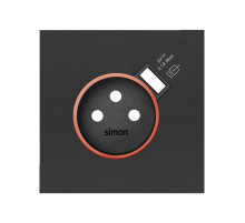 Simon 100 Черный матовый Накладка розетки Schuko UPS с з/у USB SmartCharge