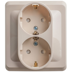 Systeme Electric Этюд Крем Розетка 2-ая с/з с защитными шторками