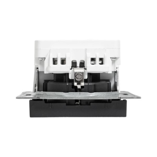 Механизм розетки с USB-A+С - 2шт, 16А, с заземлением, со шторками, чёрный Эпика EKF