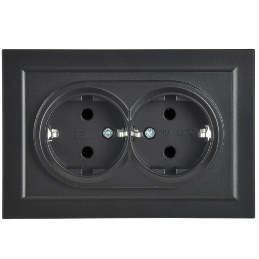 BRITE Роз. 2-я с з/к без з/ш 16А в сб. РС12-3-БрЧ черн. IEK