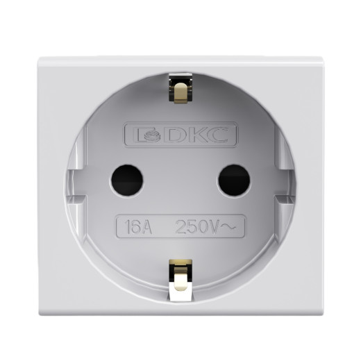 Розетка силовая 2Р+Е, со шторками, Viva, 2 мод., серая