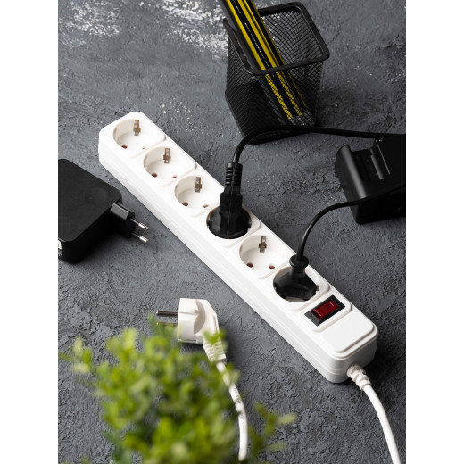 Сетевой фильтр 6*1,8м 16А/3,2кВт с выкл. c/з ПВС 3x1,0 Блокбастер XL EKF PROxima