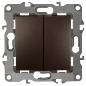 ЭРА 12-1004-13 Выключатель двойной, 10АХ-250В, IP20, без м.лапок, Эра12, бронза (10/100/2500)