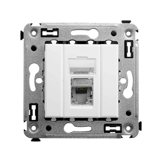 Компьютерная розетка RJ-45 в стену, кат.5e одинарная экранированная, Avanti, белое облако
