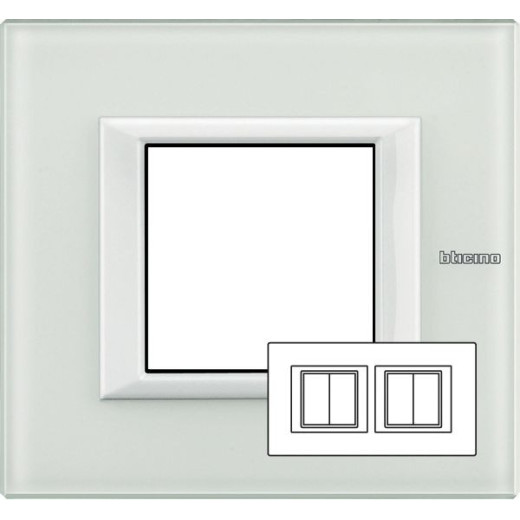 Axolute декоративные накладки прямоугольной формы, горизонтальные, цвет белое стекло, на 2+2 модуля