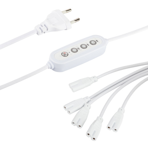 Разветвитель сетевой для линейных светильников ЭРА 5х IEC C7 2pin+timer на 5 точек с таймером 4, 8, 12H 2 м