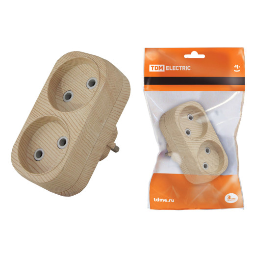 Блок на 2 гнезда 2П б/з плоский 6А 250B 