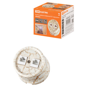 TDM Розетка двойная телефонная RJ11 мраморная «Болонь»