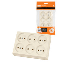 TDM Розетка шестиместная 2П открытой установки IP20 10А сл. кость 