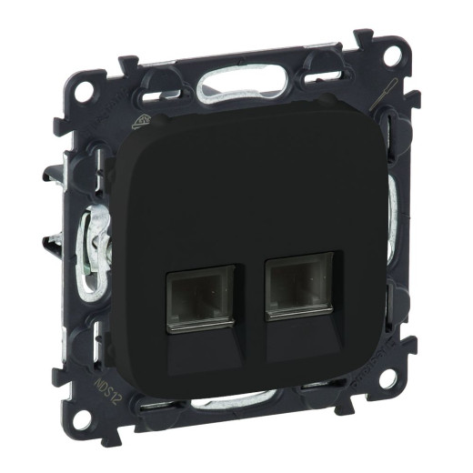 Valena ALLURE.Телефонная розетка RJ11 одиночная.С лицевой панелью.Антрацит