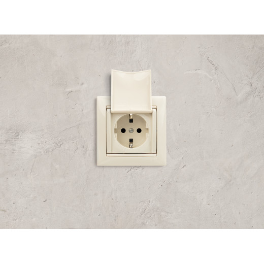 Розетка с заземлением - Legrand Valena - со шторками с защитной крышкой 16А 250В винтовые зажимы - слоновая кость