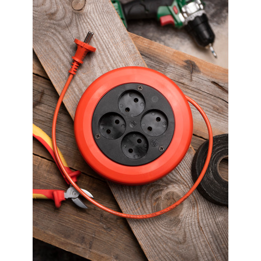 Удлинитель-рулетка 4*5 м без заземления ПВС 2*0,75 10А/2,3кВт PROxima EKF