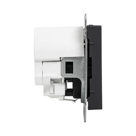 Механизм розетки с USB-A+С - 2шт, 16А, с заземлением, со шторками, чёрный Эпика EKF