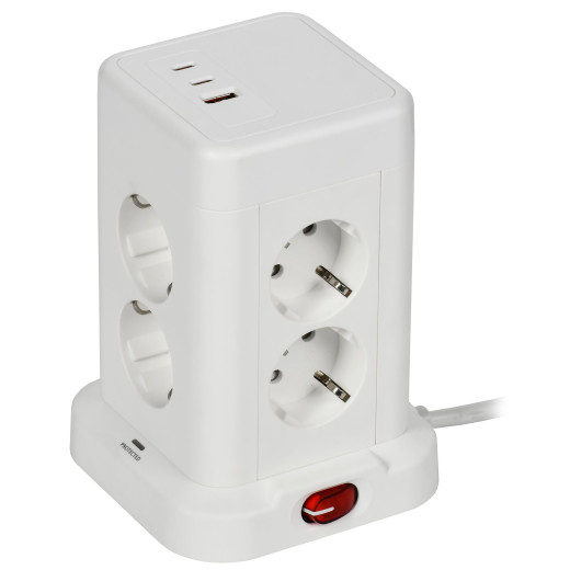 DOMINIC Удлинитель У08K 1,5м 3х1мм2 USB A+C 20Вт бел IEK