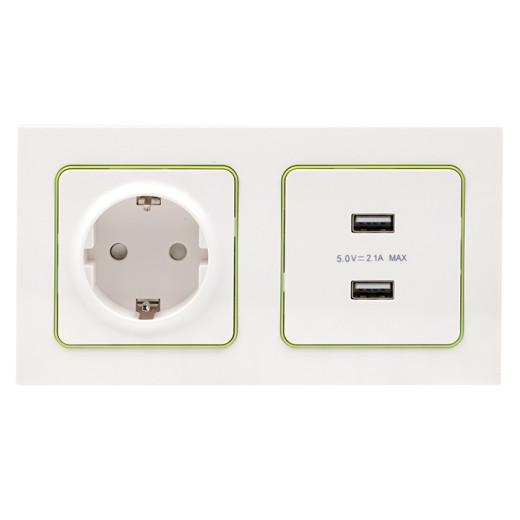 Стокгольм Рамка 2-местная белая с линией цвета зеленый EKF PROxima