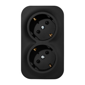 Legrand Quteo IP20 Чёрный матовый Розеточный блок двойной с заземлением с предварительным подключением со шторками 16А 250В винтовые зажимы накладной.