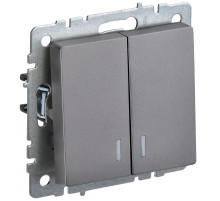 IEK BRITE BASE Сталь Выключ. 2-кл с индик 10А ВС10-2-1-БрС