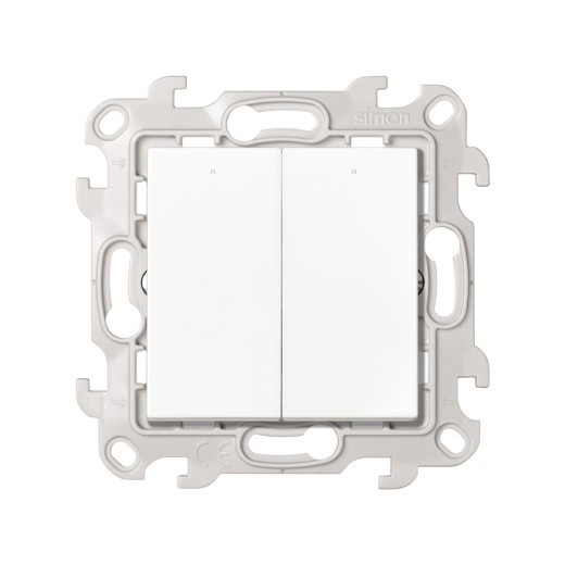 Двухклавишный выключатель с подсветкой, белый