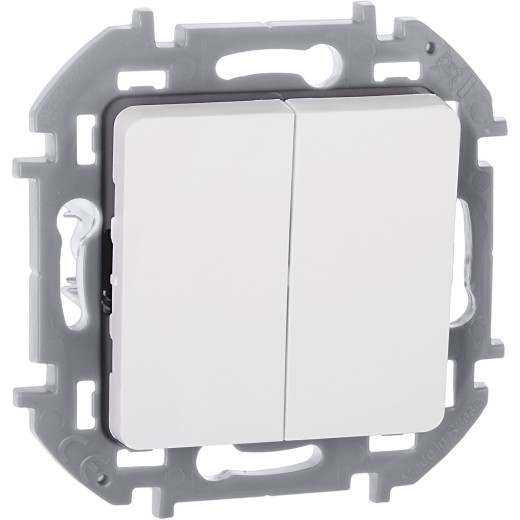 Выключатель двухклавишный - Legrand/Daccord Inspiria - 10АХ 250В безвинтовые зажимы - белый