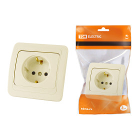 TDM Розетка 2П+З 16А сл. кость 