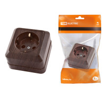 TDM Розетка 2П+3 открытой установки IP20 16А 250В (керамика) бук 