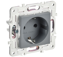 IEK SKANDY Серый Розетка с/з с защитными шторками 16А SK-R04Gr