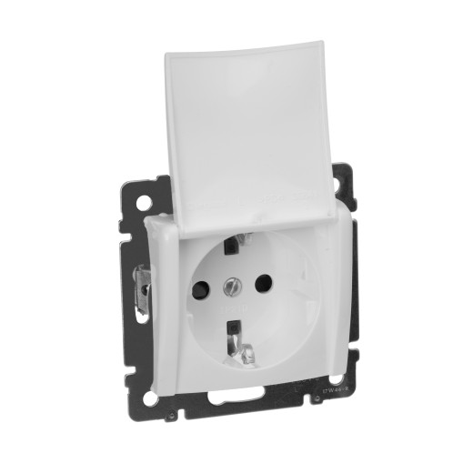 Розетка с заземлением - Legrand Valena - со шторками с защитной крышкой 16А 250В винтовые зажимы - белый
