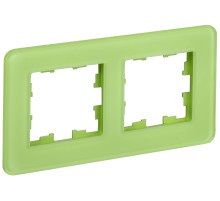 IEK BRITE DECOR Эко грин матовый стекло скругл.угол Рамка 2-мест. РУ-2-2-Бр RE