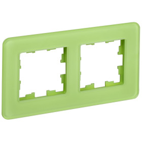 IEK BRITE DECOR Эко грин матовый стекло скругл.угол Рамка 2-мест. РУ-2-2-Бр RE