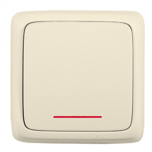 ВА10-164-01 Переключатель открытой установки, одноклавишный, с индикацией, с изолирующей пластиной, цвет слонова кость